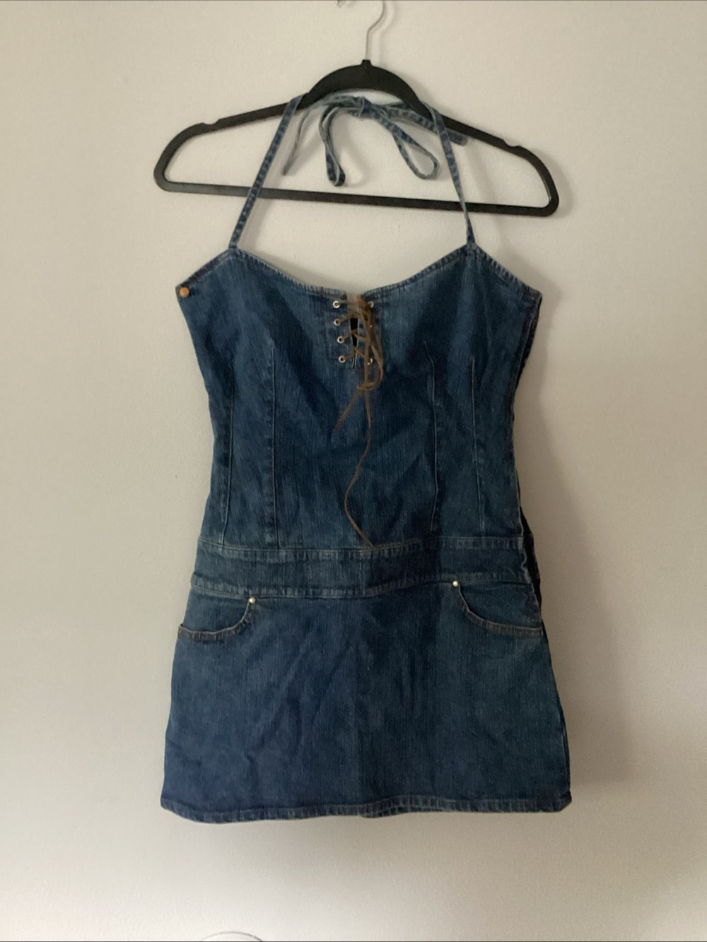 Jennifer Lopez Denim dress with Red Script Logo
